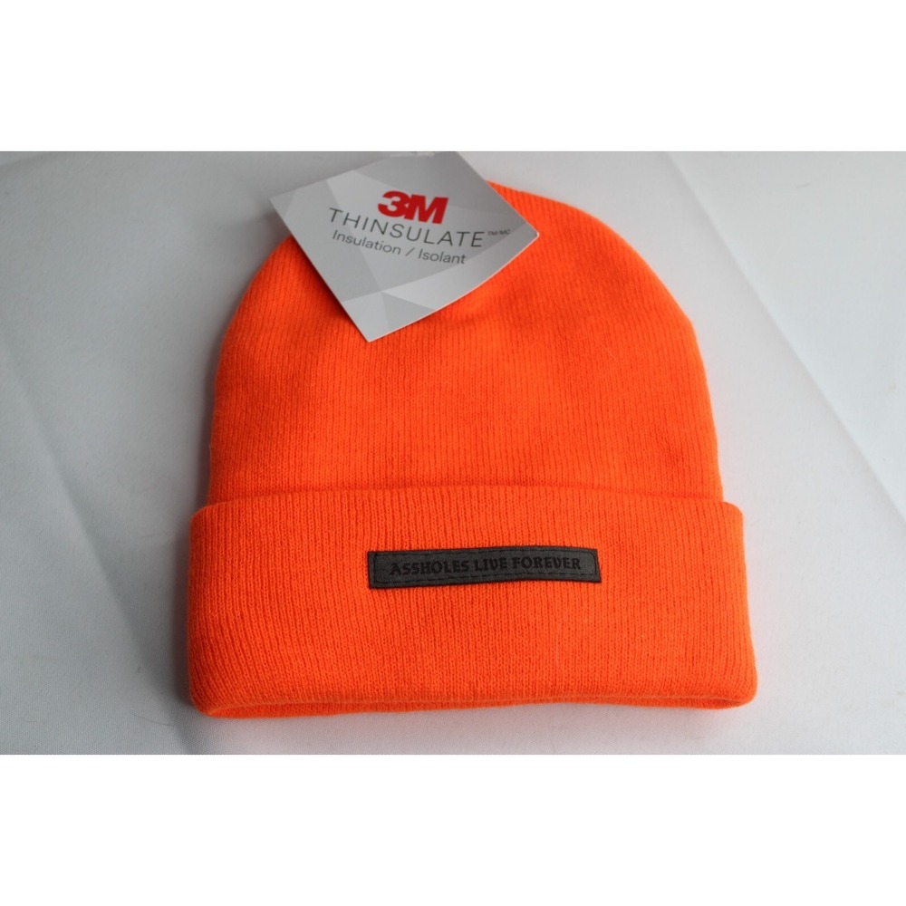 ALF A**HOLES LIVE FOREVER Beanie Hat Orange w/embroidered Leather Patch NWT 2016